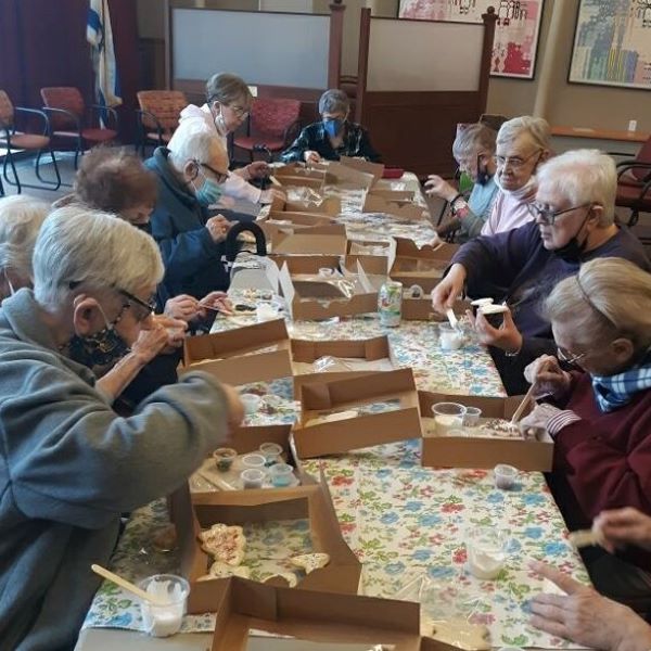 Group of residents baking cookies